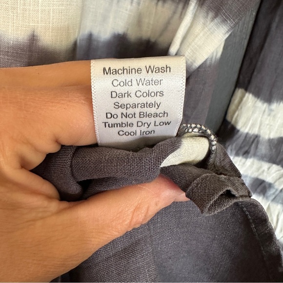 Allen Allen Blue Tie Dye Linen Shirt Dress Size M - Picture 6 of 11